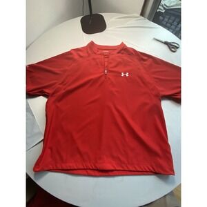 Under Armour Trojan Football Pullover Short Sleeve 1/4 Zip Red Mens Large LG